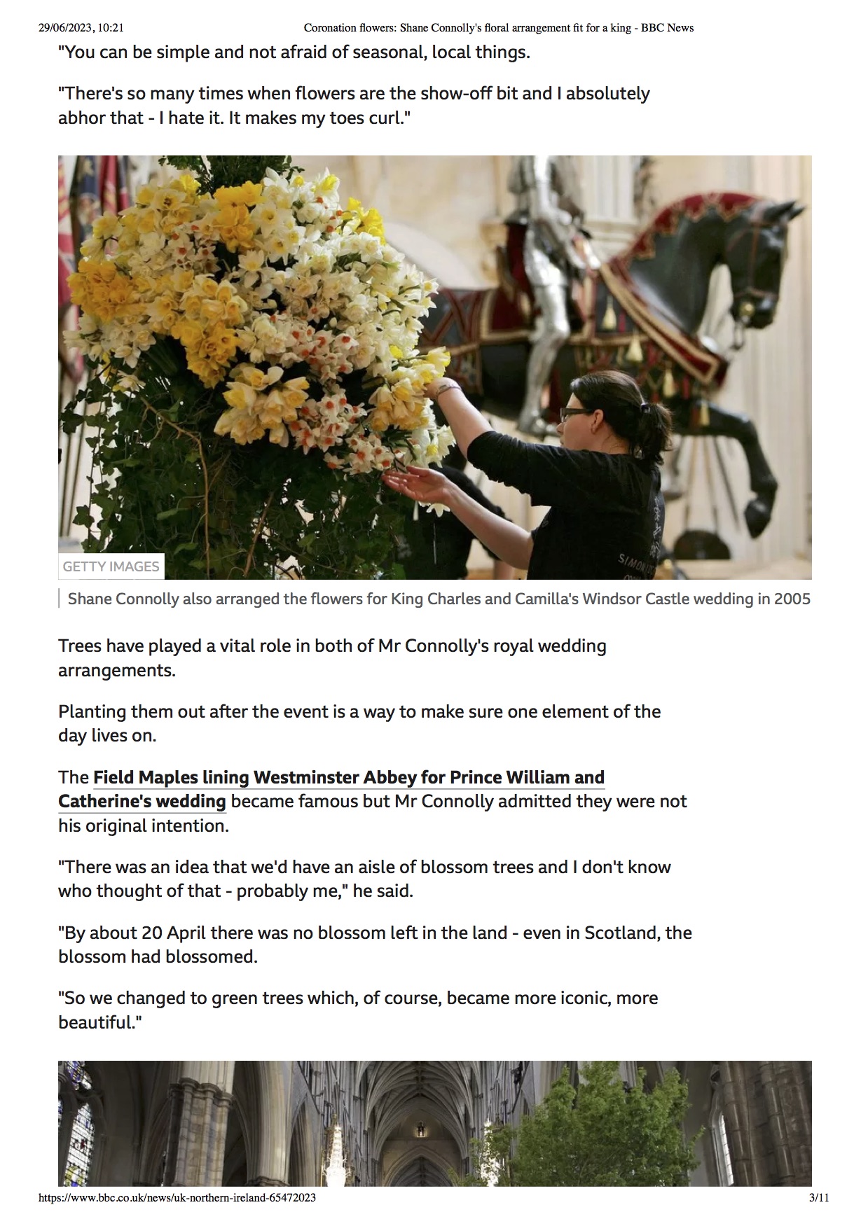 Coronation flowers: Shane Connolly’s floral arrangement fit for a king